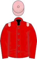 Red, pink epaulettes, pink cap, red stars