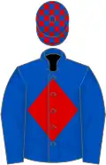 Royal blue, red diamond, check cap