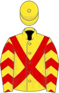 Yellow, Red cross belts, chevrons on sleeves, Yellow cap