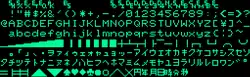 NEC PC-8001 (1979) character set as rendered in the 8×8 pixel font