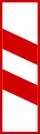 G-1e "indicator bar with two stripes, placed on the left side of the carriageway" (middle)
