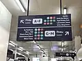 Signage of bus routes inside the west building