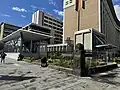 The lift and north-east entrance on Grattan Street/Royal Parade intersection, September 2024