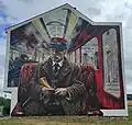 A mural depicting the village's connection to the railway industry