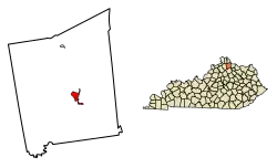Location of Falmouth in Pendleton County, Kentucky.