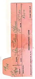 A vintage Penn Sherwood Hotel reservation slip.