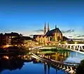 St. Peter and Paul church, the Woad House and the river Lusatian Neisse in Görlitz