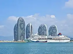Phoenix Island during construction in 2012 viewed from the east