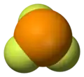 Space-filling model of phosphorus trifluoride