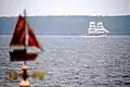 The Picton Castle sailing into Lunenburg Harbour.