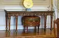Pier table, origin unknown, with cellaret by Thomas Chippendale, c. 1771, rosewood and ormolu – State Dining Room – Harewood House