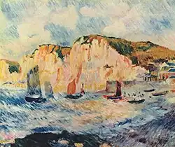 Pierre-Auguste Renoir, Mer et bateaux, 1883, Metropolitan Museum of Art, New York. Note the Valleuses, one containing a village.
