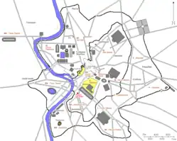 Temple of Luna (the Moon) on a map of ancient Rome around 300 AD