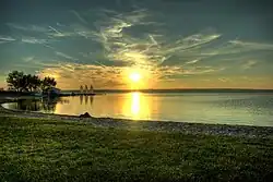 Image 6A view of Lake Neusiedl, which straddles the Austrian–Hungarian border