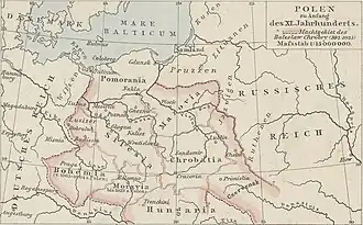 Chrobatia between Kraków and Sandomir, by Johann Gustav Droysen (1886)