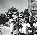 Giving first aid to casualties in front of hotel Macedonia