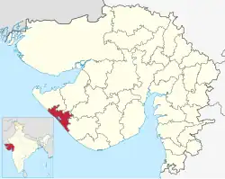 Location of Porbandar district in Gujarat