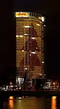 Post Tower night in Christmas tree illumination