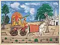 Ladies riding a cart, by Kishan Singh or Kapur Singh, ca.1874