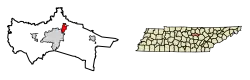Location of Algood in Putnam County, Tennessee.