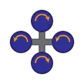 A quadrotor hovers or adjusts its altitude by applying equal thrust to all four rotors.