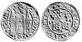 Riga three gold dukat coin (gold 986, weight 10.66 g, diameter 30.0&nbsp;mm. minted in 1572).