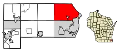 Location of Caledonia in Racine County, Wisconsin