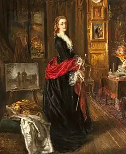 Self Portrait in the Painting Room at Baddesley Clinton, 1885, by Rebecca Orpen