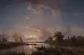 Anglers in a Rowing Boat at Twilight