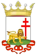 European depiction of the symbol of Ethiopia, a lion holding a patriarchal cross