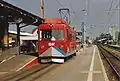 The Rheineck–Walzenhausen train at its terminus