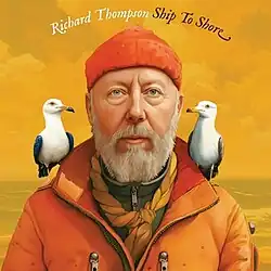 A painting of Thompson with a gull on both of his shoulders
