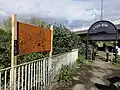 Ridgeway interpretation board (on the left) at Cory Bridge by Abbey Wood based artist, Ellen Strachan[103][104][52]