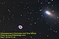 Comet Schwassmann–Wachmann passes in the field of view of the Ring Nebula on 7 May 2006. Photo by Maynard Pittendreigh