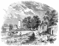 The remains of Rodriguez Canal in 1861. In the background the original Chalmette Monument.