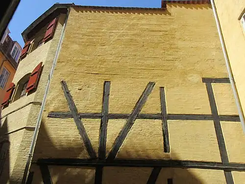 Gable of the warehouse in the courtyard