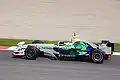 Rubens Barrichello driving the RA108 during a test.