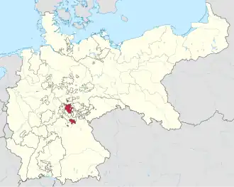 The Duchy of Saxe-Coburg and Gotha (red) within the German Empire