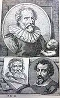 V1 plate C, p 44 Abr. Bloemaart. Ad. Elshaimer. Ad. van Oort.