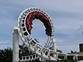 The original Corkscew train in the first corkscrew.