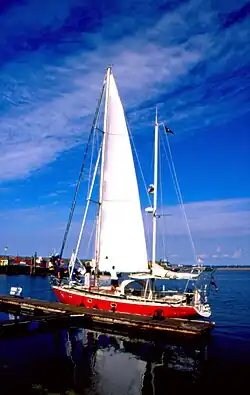 Yacht of Laura Dekker in the harbour of Den Osse