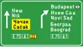 Signpost for separating two motorways