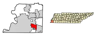 Location of Germantown in Shelby County, Tennessee