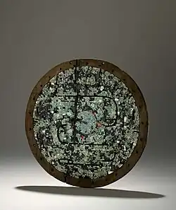 Ceremonial shield with mosaic decoration. Aztec or Mixtec, AD 1400-1521 (British Museum).