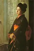 Thoughts of Home (Portrait of a Japanese Lady) (1902) (University Art Museum, Tokyo University of the Arts); exhibited at the Salon and the 8th Hakuba-kai Exhibition