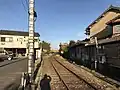 Shimabara Railway carriages and station from Shinchibashi