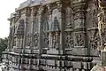 Shrine wall relief sculpture in Shantinatha Basadi in Jinanathapura