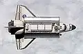 Endeavour with the P1 Truss segment in its payload bay