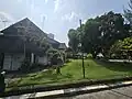 Sideview of the Shamusho. Terrace mounds still visible