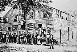 Black and white image of Silver Bluffs Baptist Church which David George helped found.